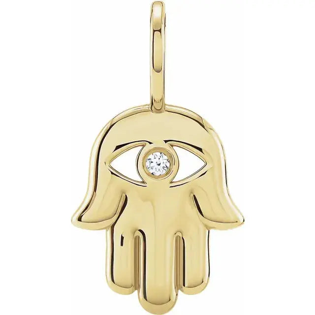 .02 CT Natural Diamond Hamsa Hand Charm/Pendant norVoski