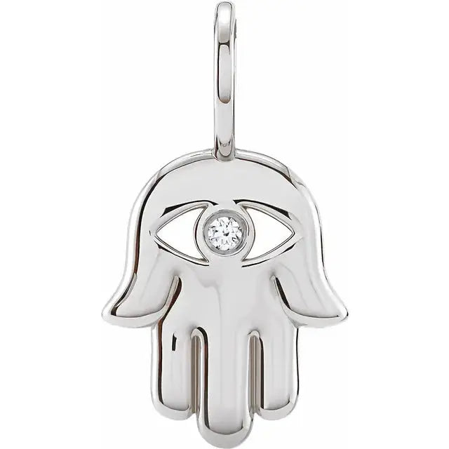 .02 CT Natural Diamond Hamsa Hand Charm/Pendant norVoski