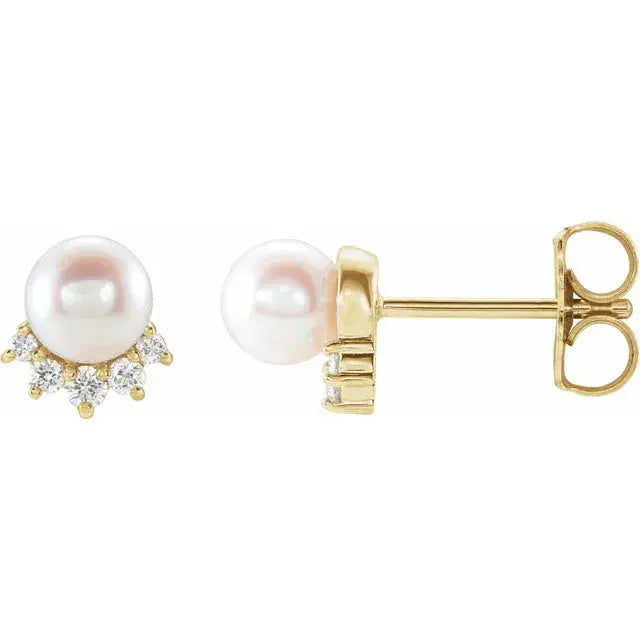 Freshwater Cultured Pearl & .08 CTW Natural Diamond Earrings norVoski