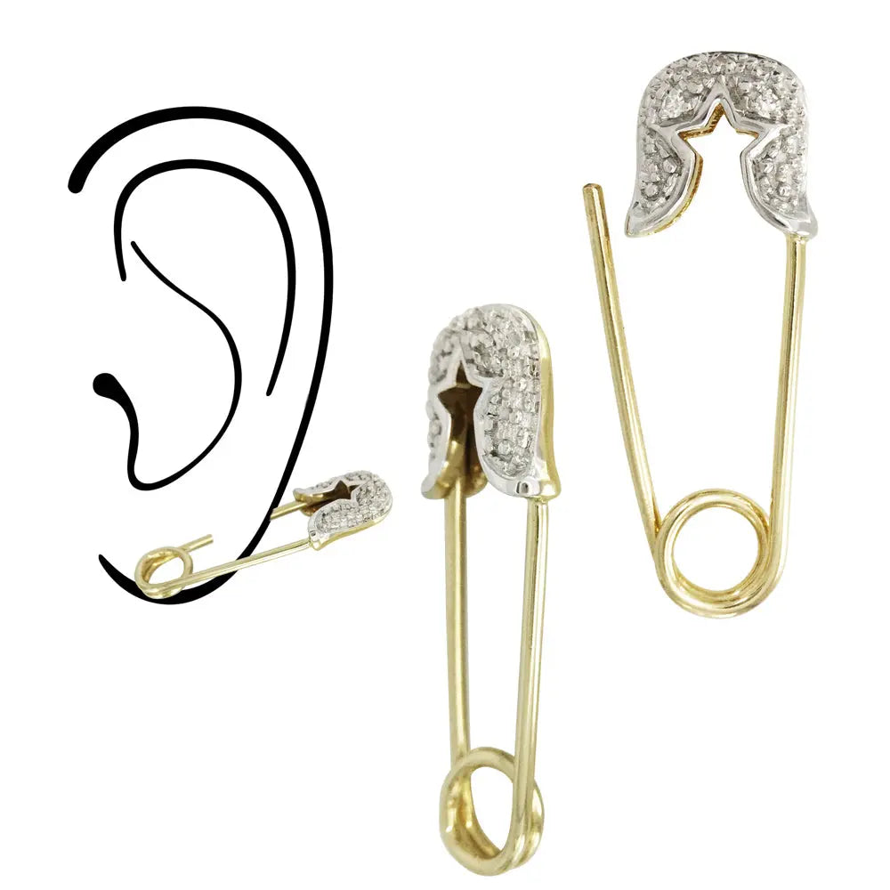 Star Outline With Coil Diamond Safety Pin norVoski