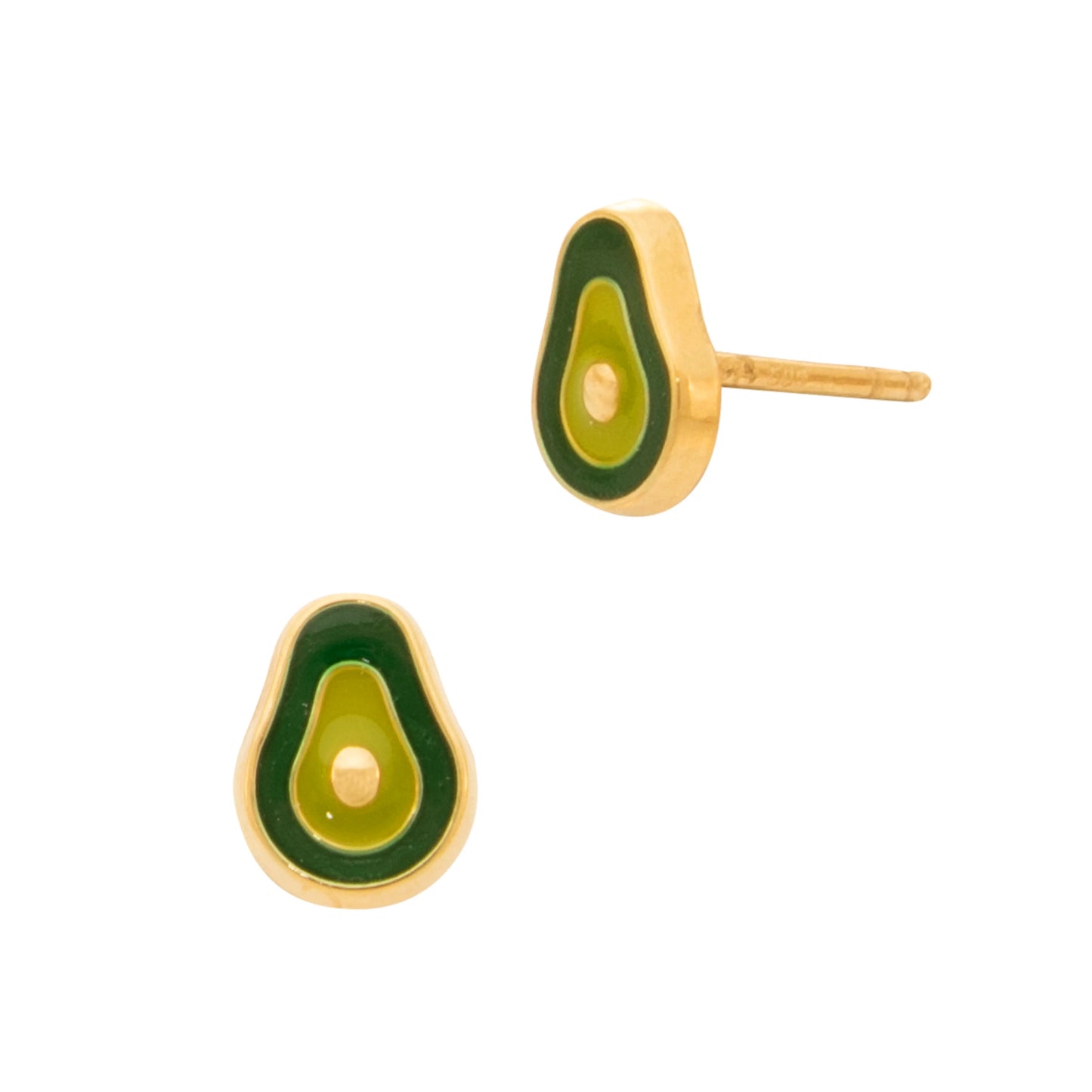 Gold Avocado Enamel Stud Earring norVoski