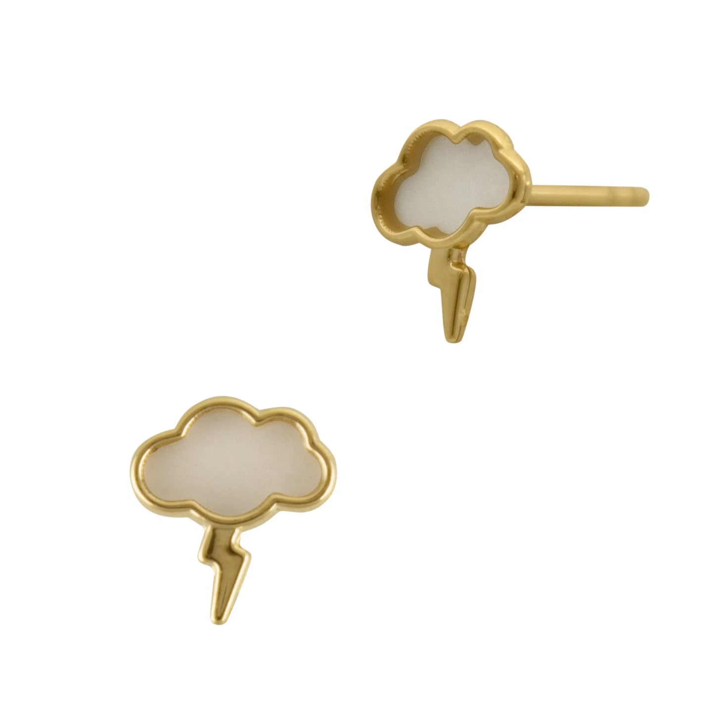Gold Cloud Lightning Mother Of Pearl Stud Earring norVoski