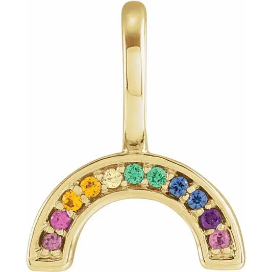14K Yellow Natural Multi-Gemstone Rainbow Charm/Pendant norVoski