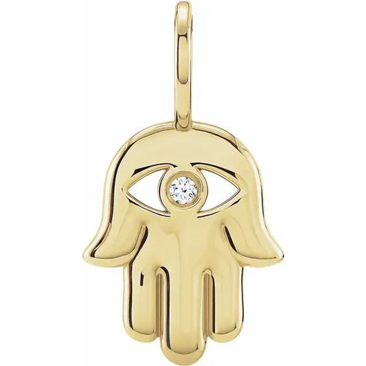 .02 CT Natural Diamond Hamsa Hand Charm/Pendant norVoski