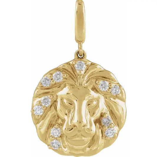 14K Yellow 1/5 CTW Natural Diamond Lion Charm/Pendant norVoski