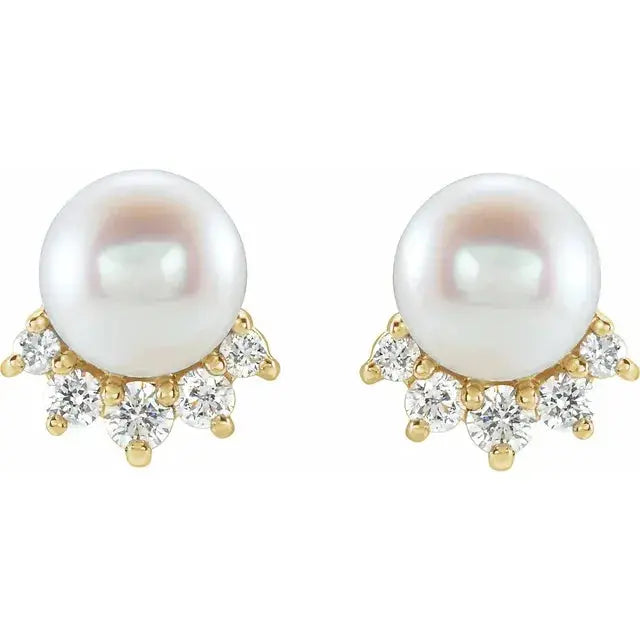 Freshwater Cultured Pearl & .08 CTW Natural Diamond Earrings norVoski