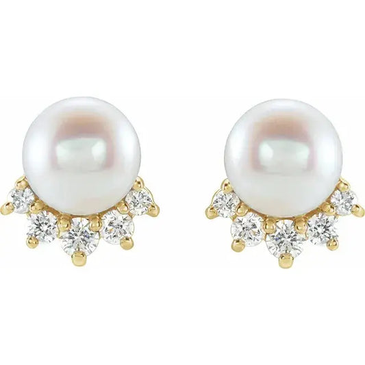 Freshwater Cultured Pearl & .08 CTW Natural Diamond Earrings norVoski