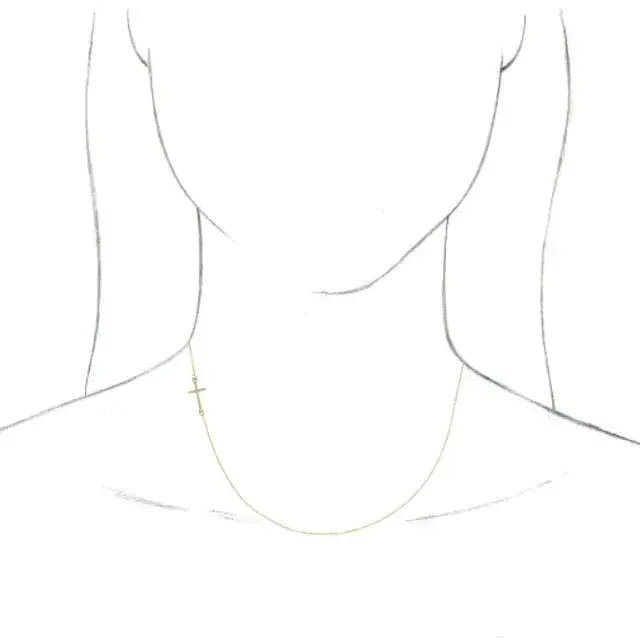 .04 CTW Natural Diamond Off-Center Sideways Cross Necklace norVoski