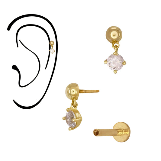 Dangling CZ Internally Threaded on Stud with Charm norVoski