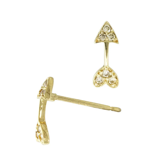 Rounded Arrow Stud Earring With Diamonds norVoski