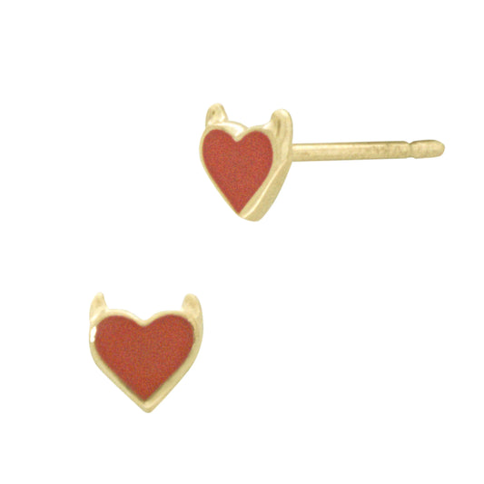 Devil Horn Heart Stud Earring norVoski