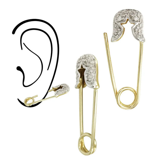 Star Outline With Coil Diamond Safety Pin norVoski