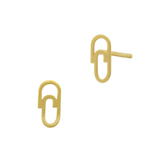 Gold Paperclip Stud Earring norVoski
