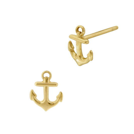 Gold Anchor Stud Earring norVoski